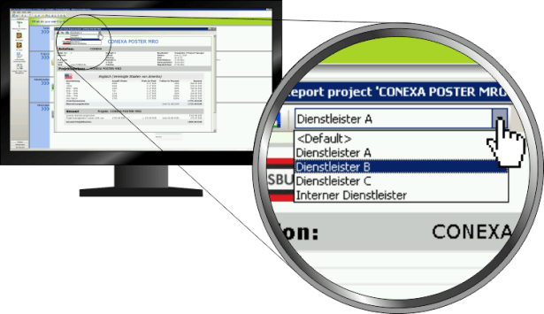 Dropdown in Reports mit dem Across Language Server